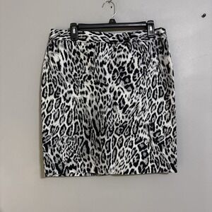 Worthington Women's Black White Casual cheetah Dress Skirt Sz 10P
